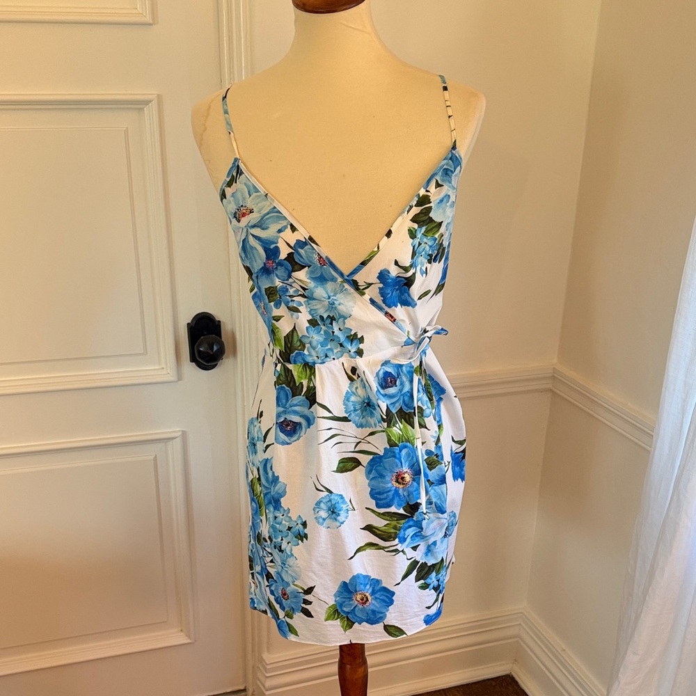Milly Floral Blue and White Wrap Dress